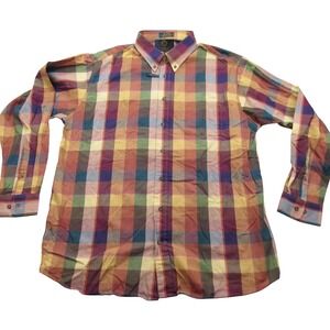 VIYELLA Men's XL/TG Plaid Long Sleeve Button Down‎ Shirt 80 Cotton 20 Wool